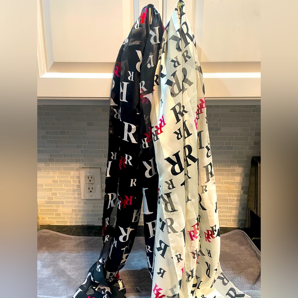 Korea Women's Black White Scarves Lit Of 2 RRR